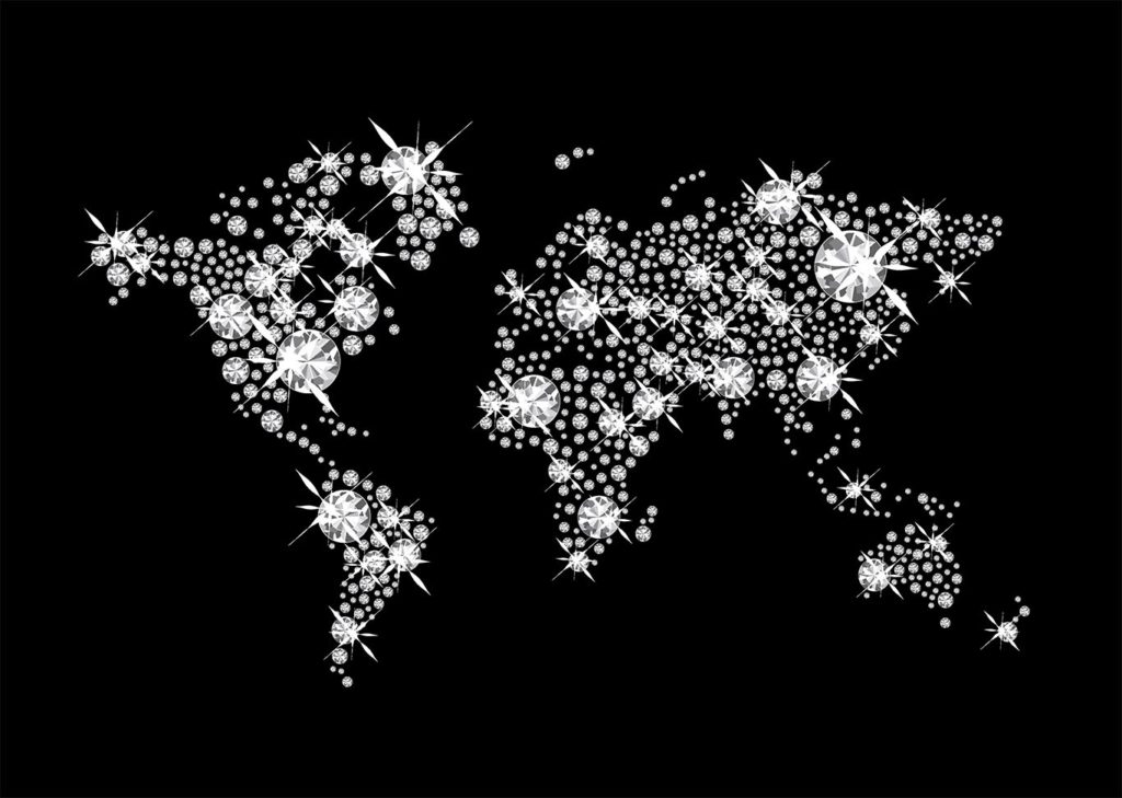 Grafica mappa del mondo di diamanti