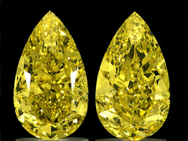 Foto coppia diamanti taglio pera brillante colore giallo GIa