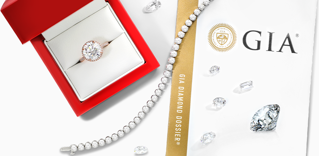 Certificato GIA con gioielli di diamanti