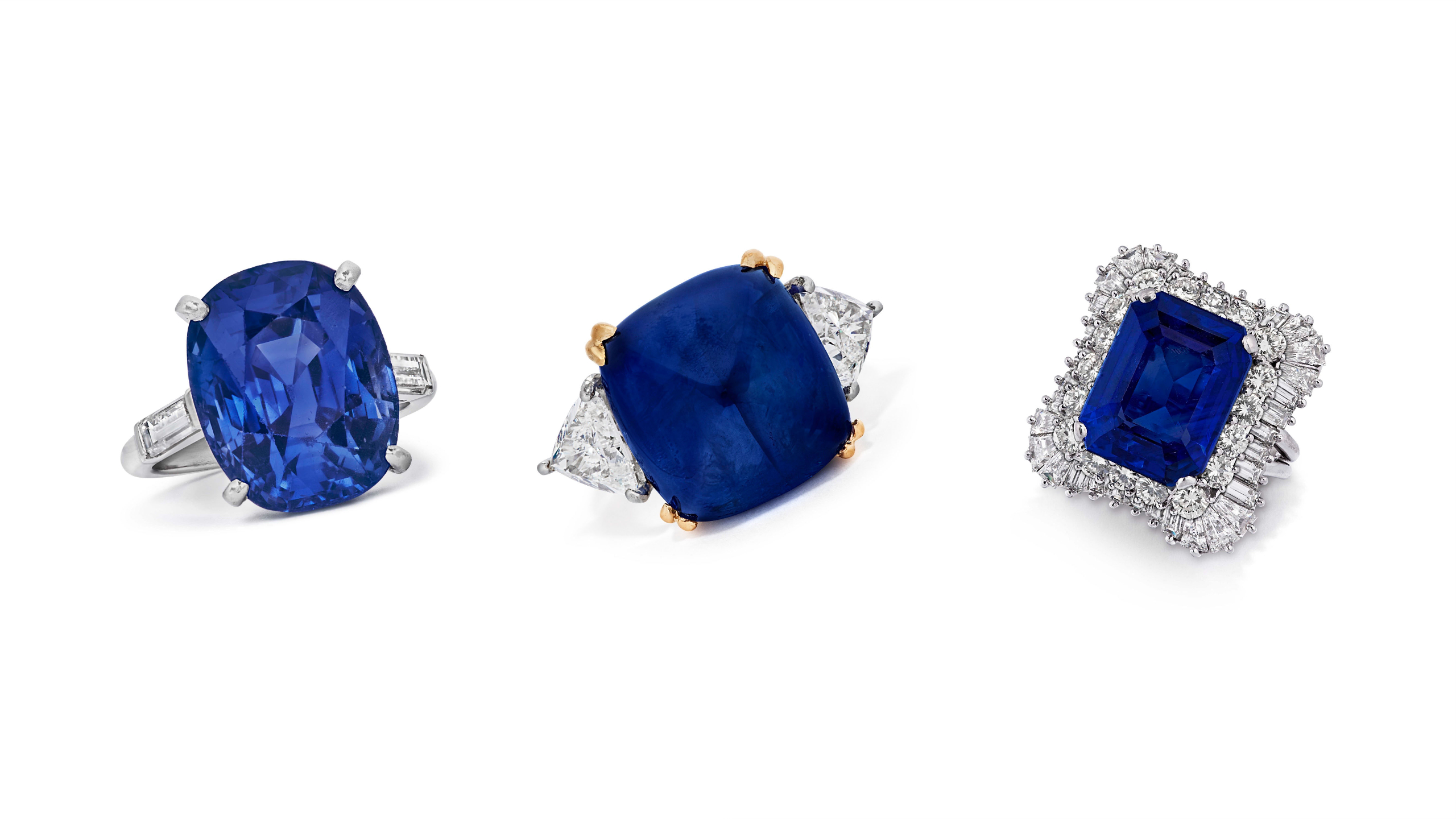 Foto anelli con zaffiri blu e diamanti
